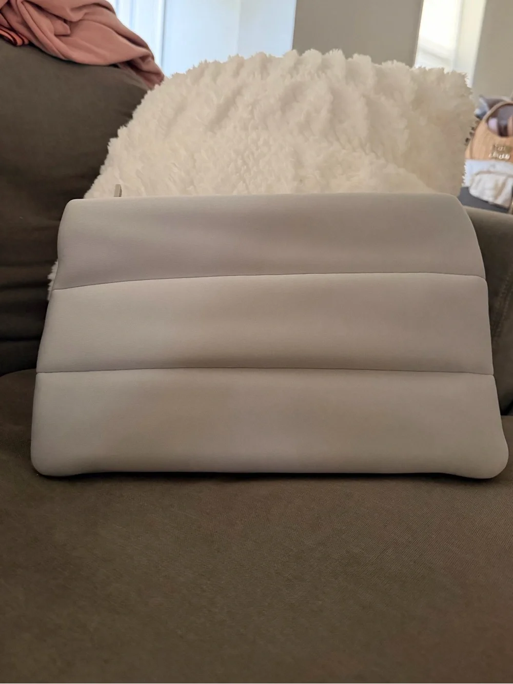 RHODE Light Gray Quilted Plush Cosmetic Pouch